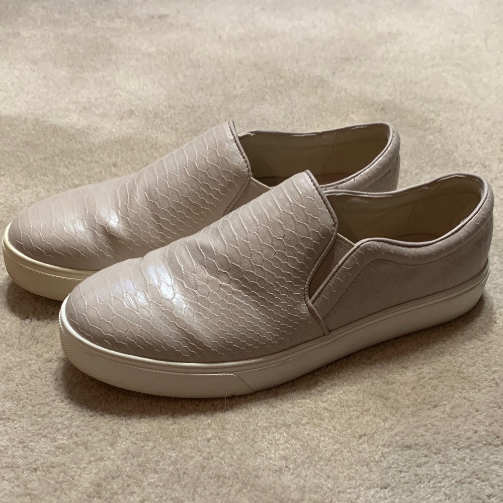 Aldo Beige w pink hue Textured Slip-On Loafers
